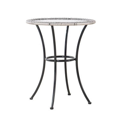 Marbella Wicker Bistro Patio Table, Gray/Black, 24 In.