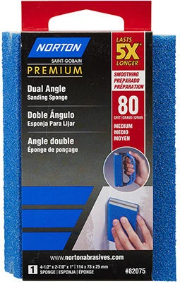 5X Dual Angle Sanding Sponge, 80 Grit (Medium), 4-1/2 x 2-7/8 x 1-In.