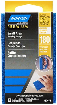5X Small Area Sanding Sponge, 180 Grit (Very Fine), 4-1/2 x 2-11/16 x 1-In.