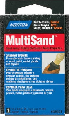 Small Area Sanding Sponge, Fine/Medium Grit, 4 x 2-3/4 x 1-In.