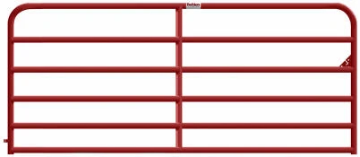 Heavy-Duty Red Steel Gate with Six Rails, 8 Feet Wide