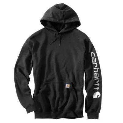Carhartt Midweight Hooded Logo Sweatshirt, Black, XXL