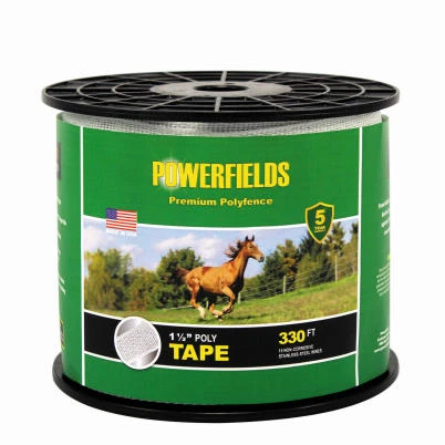 Electric Fence Poly Tape, White, 1.5 Inches by 330 Feet Roll