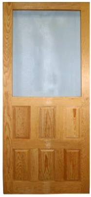 Wood Screen Door, Raised Panel, Charcoal Screen, 32 x 80 In.