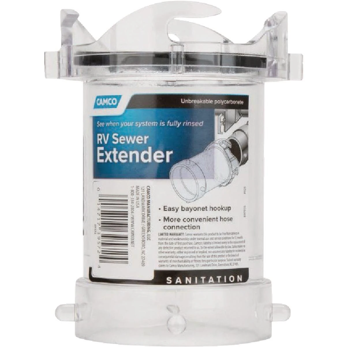 Camco 5 In. Clear Adapter RV Sewer Extender