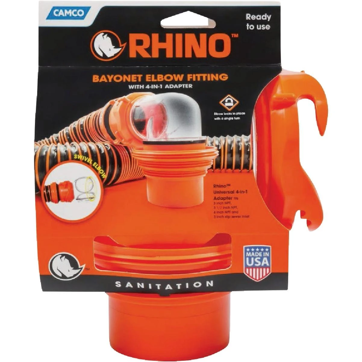 Rhino Bayonet Swivel Elbow Fitting with 4-in-1 Adapter