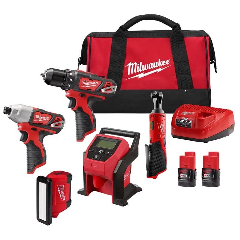 Milwaukee M12 Cordless Brushed 5 Tool Combo Kit