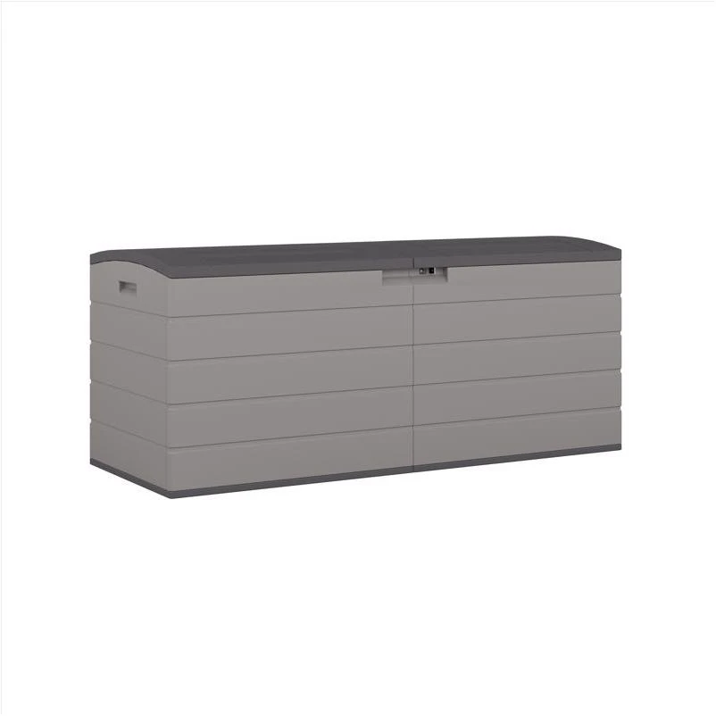 Suncast 59 Inch Wide Gray Plastic Deck Box 120 Gallon Capacity