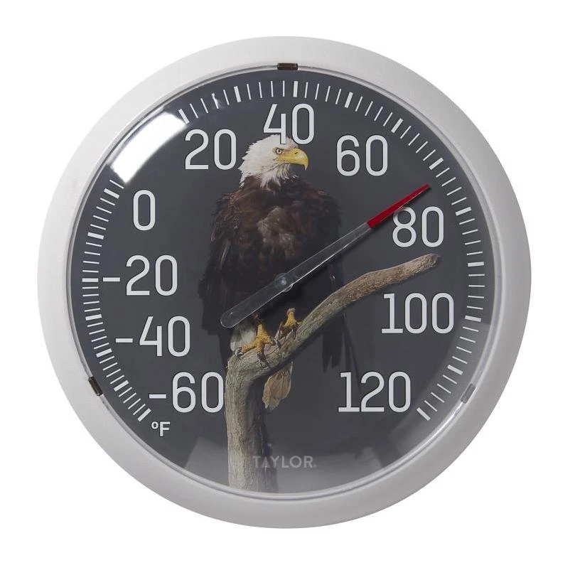 13.25" Eagle Nature Round Dial Thermometer - Analog Outdoor Temperature Gauge