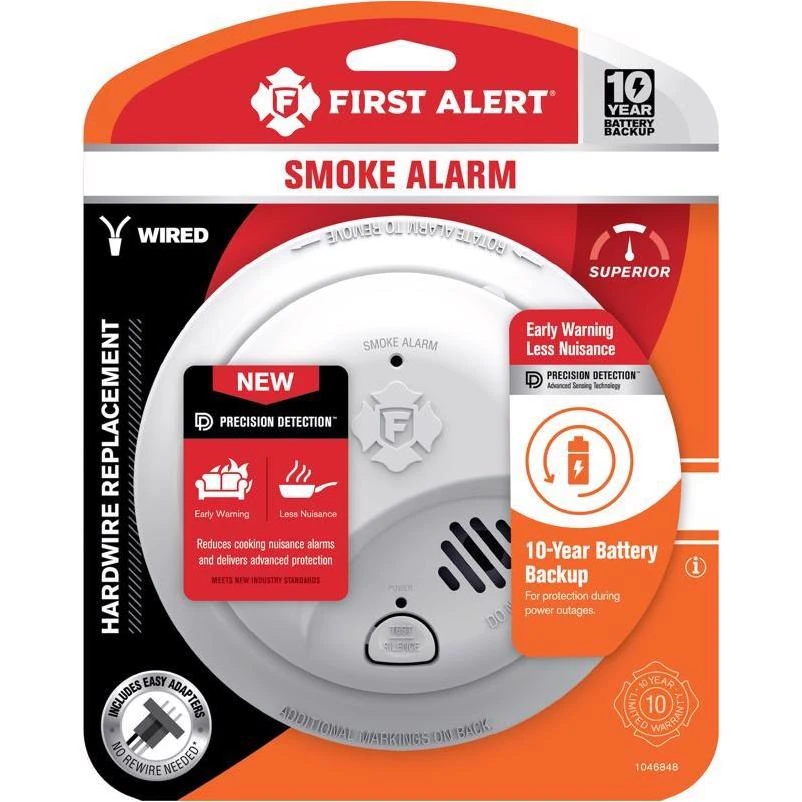 Smi105-ac Hardwired Smoke Alarm With 10-year Battery Backup And Ionization Sensor