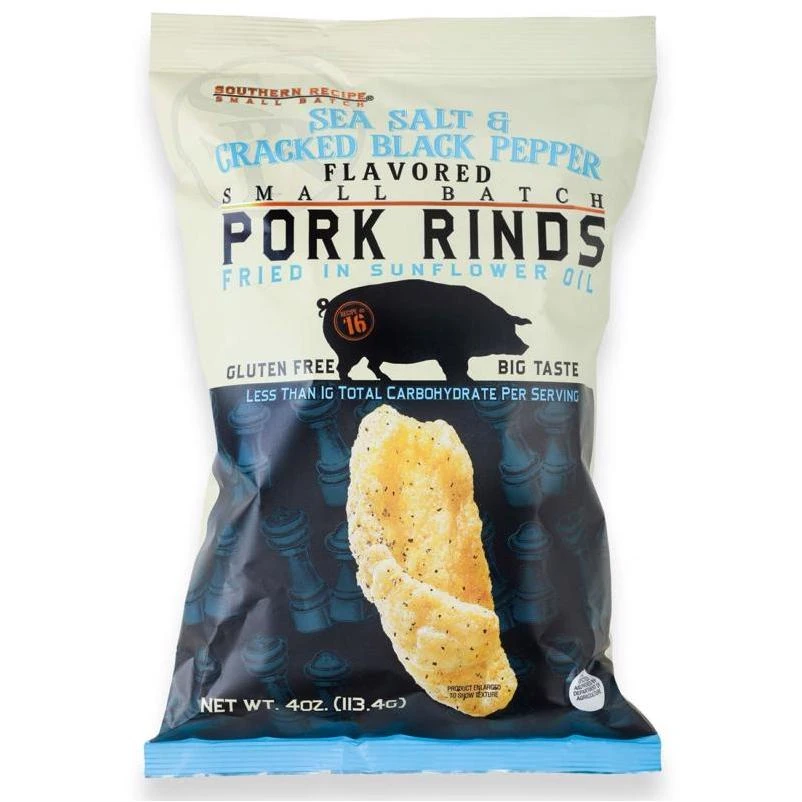2oz Sea Salt & Cracked Pepper Pork Rinds - Southern Recipe