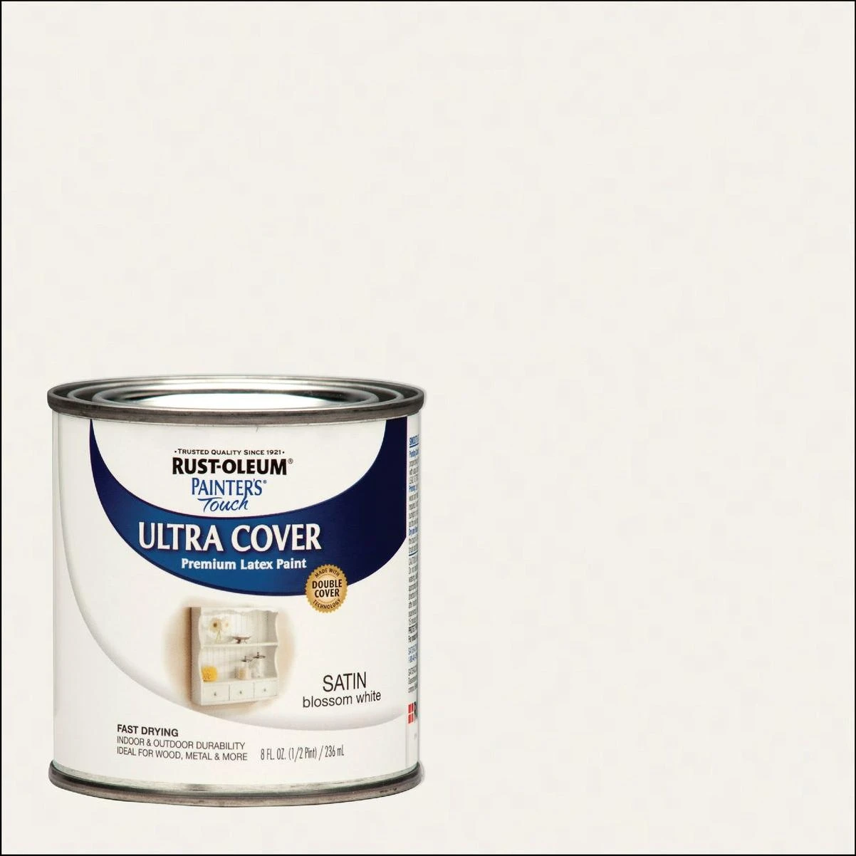Rust-Oleum Painter's Touch 2X Ultra Cover Premium Latex Paint, Satin Blossom White, 1/2 Pt.