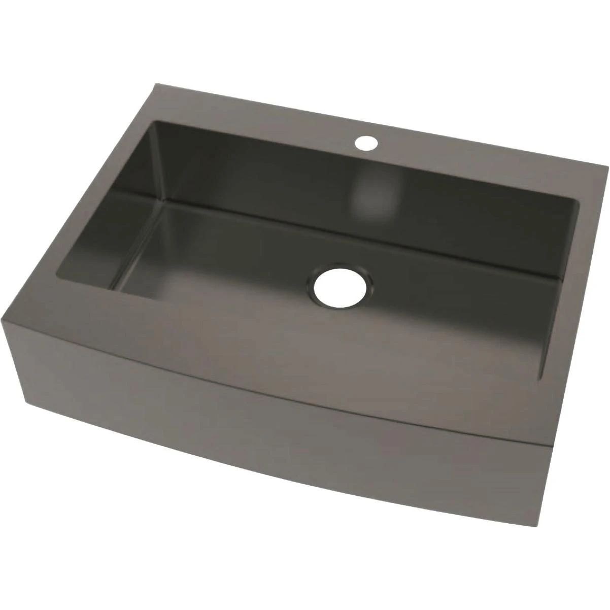 Compass Manufacturing Single Bowl 33 In. x 25 In. x 8 In. Black Stainless Steel Retrofit Dual Mount Curved Front Apron Farm Sink