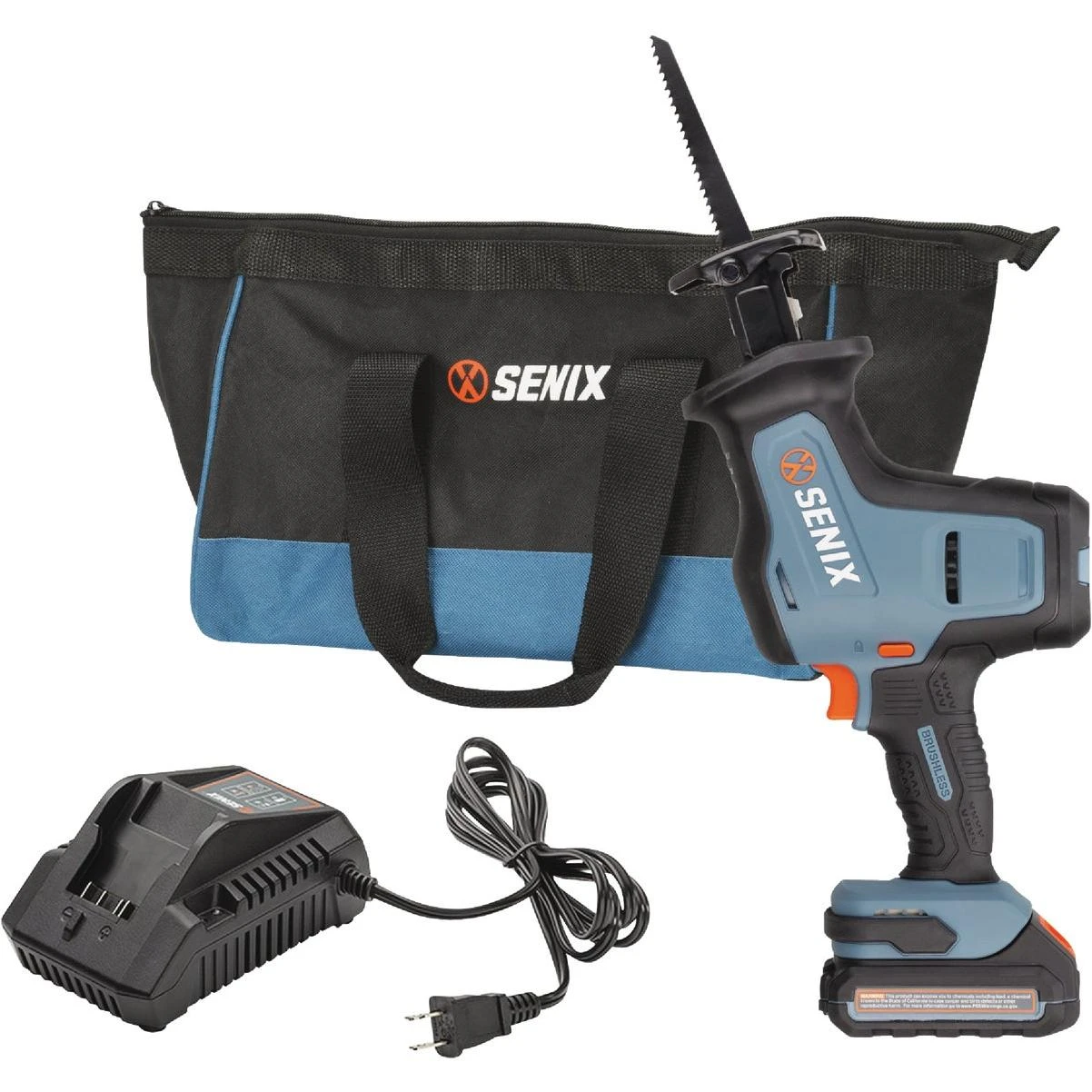 Senix X2 20 Volt Max Brushless Compact Cordless Reciprocating Saw Kit with 2.0 Ah Battery & Charger