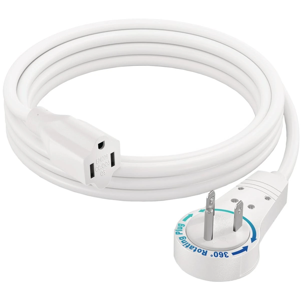 Maximm 6 Ft. 16/3 White 1-Outlet 360 Deg. Rotating Plug Extension Cord