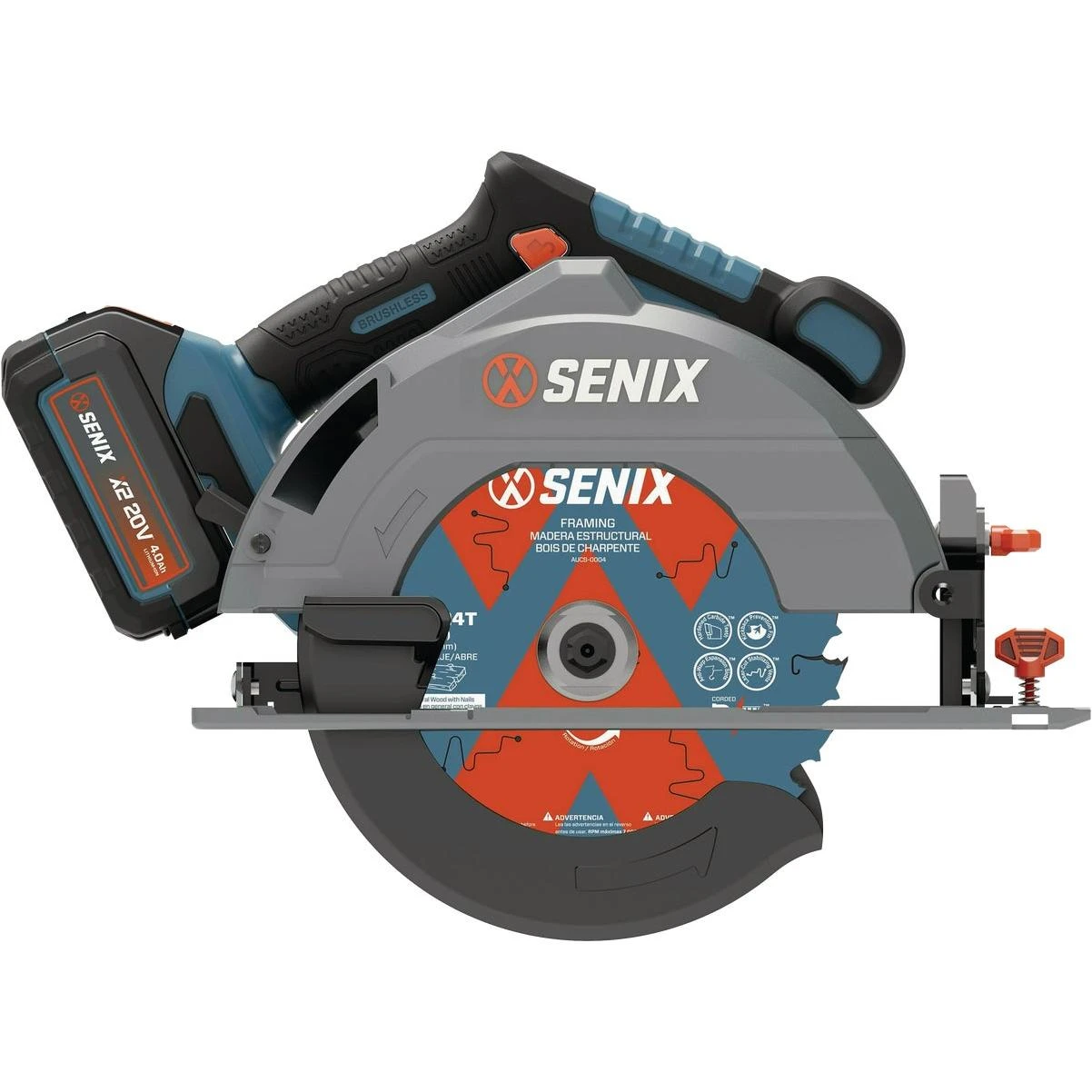 Senix X2 20 Volt Max Brushless 7-1/4 In. Cordless Circular Saw Kit with 4.0 Ah Battery & Charger