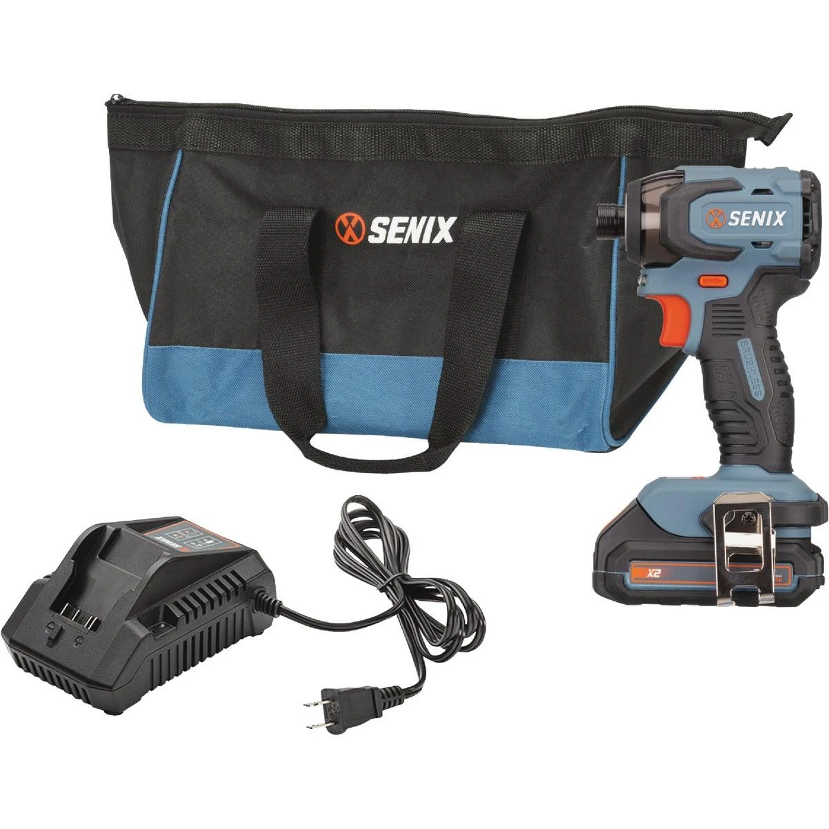 Senix X2 20 Volt Max Brushless 1/4 In. Hex Cordless Impact Driver Kit with 2.0 Ah Battery & Charger