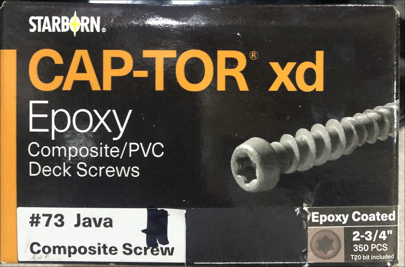 Starborn 350 Piece CAP-TOR XD Expoxy JAVA #73 Screws 10 X 2-3/4" 350pcs