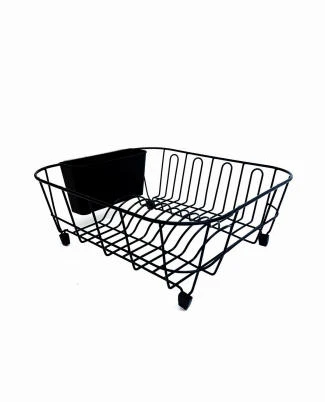 Black Dish Drainer, 14.1 Inches by 12.4 Inches, Durable Kitchen Sink Organizer