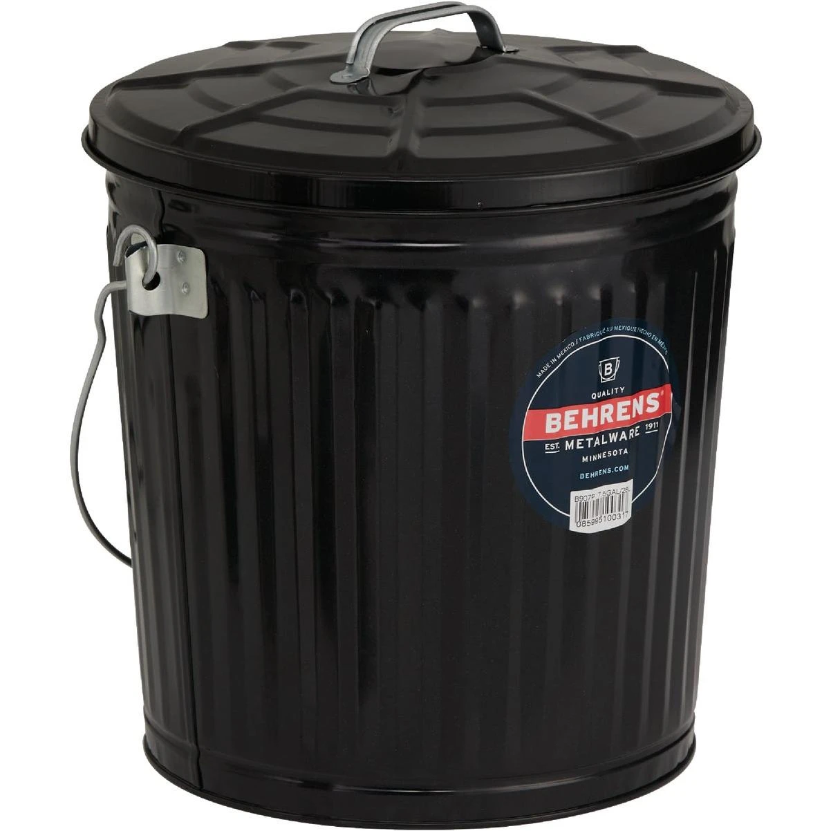 Behrens 7.5 Gal. Black Galvanized Steel Ash Pail