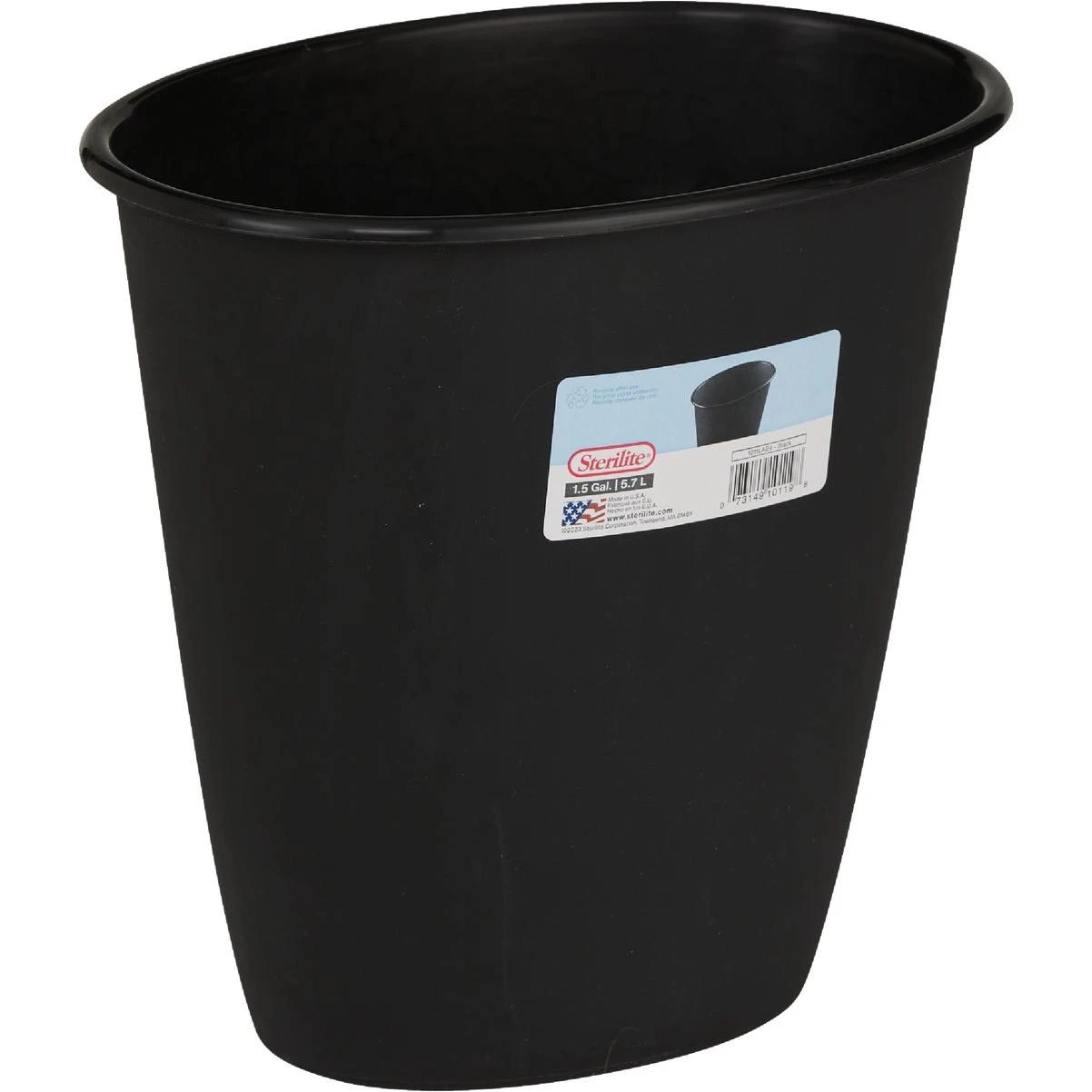 Sterilite 1.5 Gal. Black Oval Vanity Wastebasket