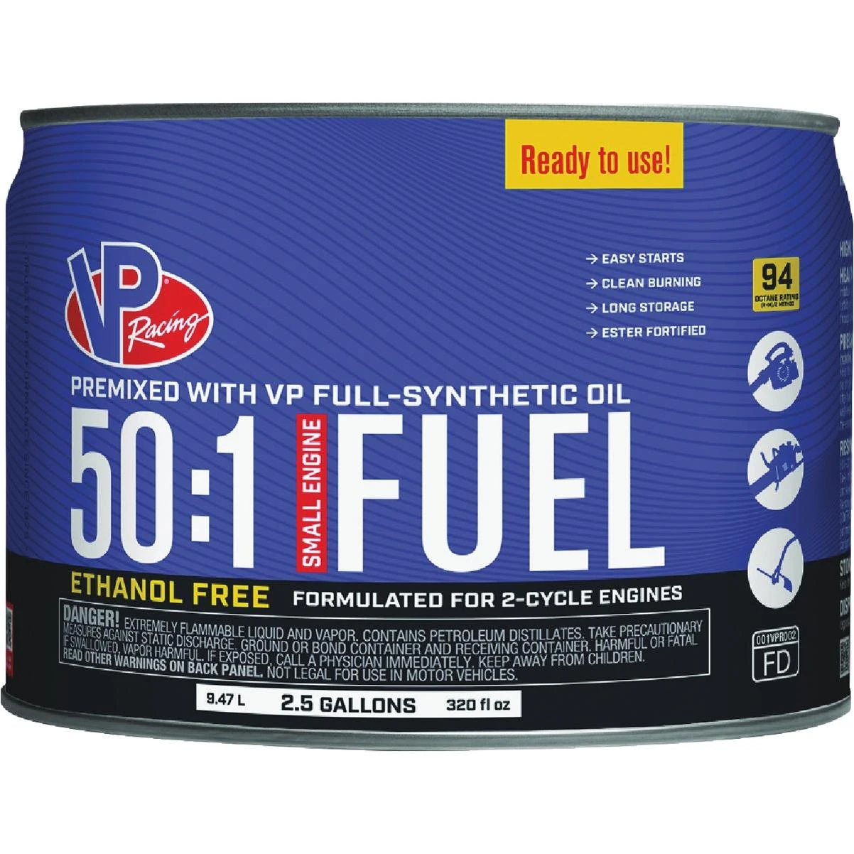 VP Racing Fuels 2.5 Gal. 50:1 Ethanol-Free Gas & Oil Pre-Mix