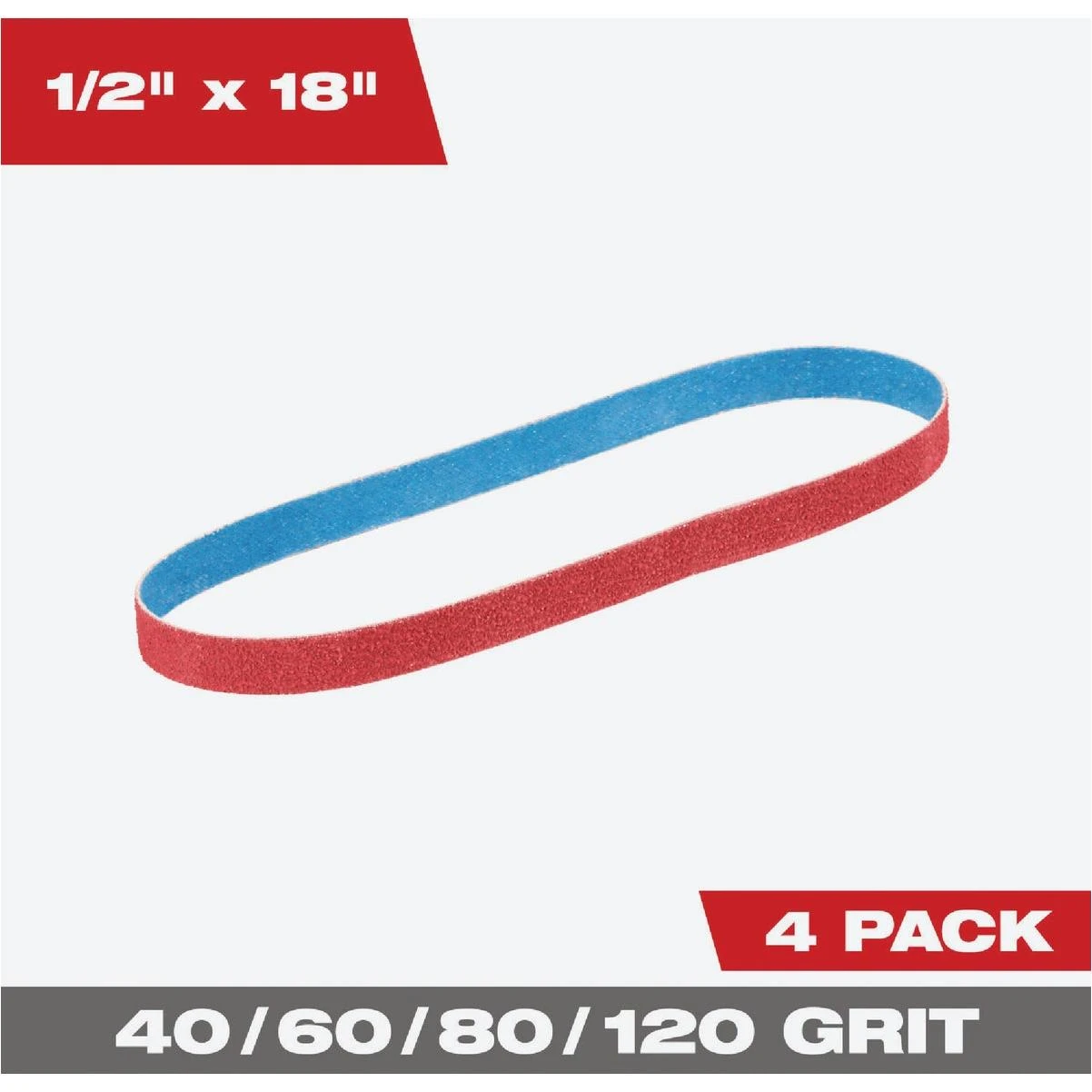 Milwaukee 1/2 In. x 18 In. 40/60/80/120 Grit Bandfile Variety Pack (4-Pack)