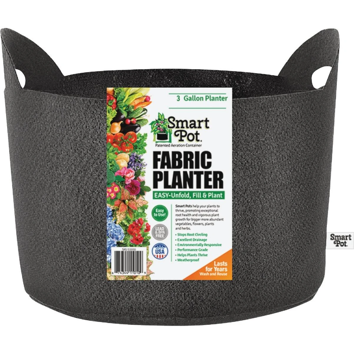 Smart Pot 3 Gal. Black Fabric Multi Purpose Grow Bag