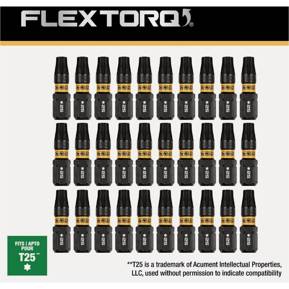 DEWALT FlexTorq 1 In. T25 TORX Impact Screwdriver Bit (30-Pack)