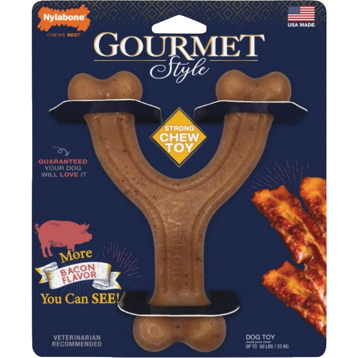 Nylabone Gourmet Style Large Bacon Wishbone Dog Chew