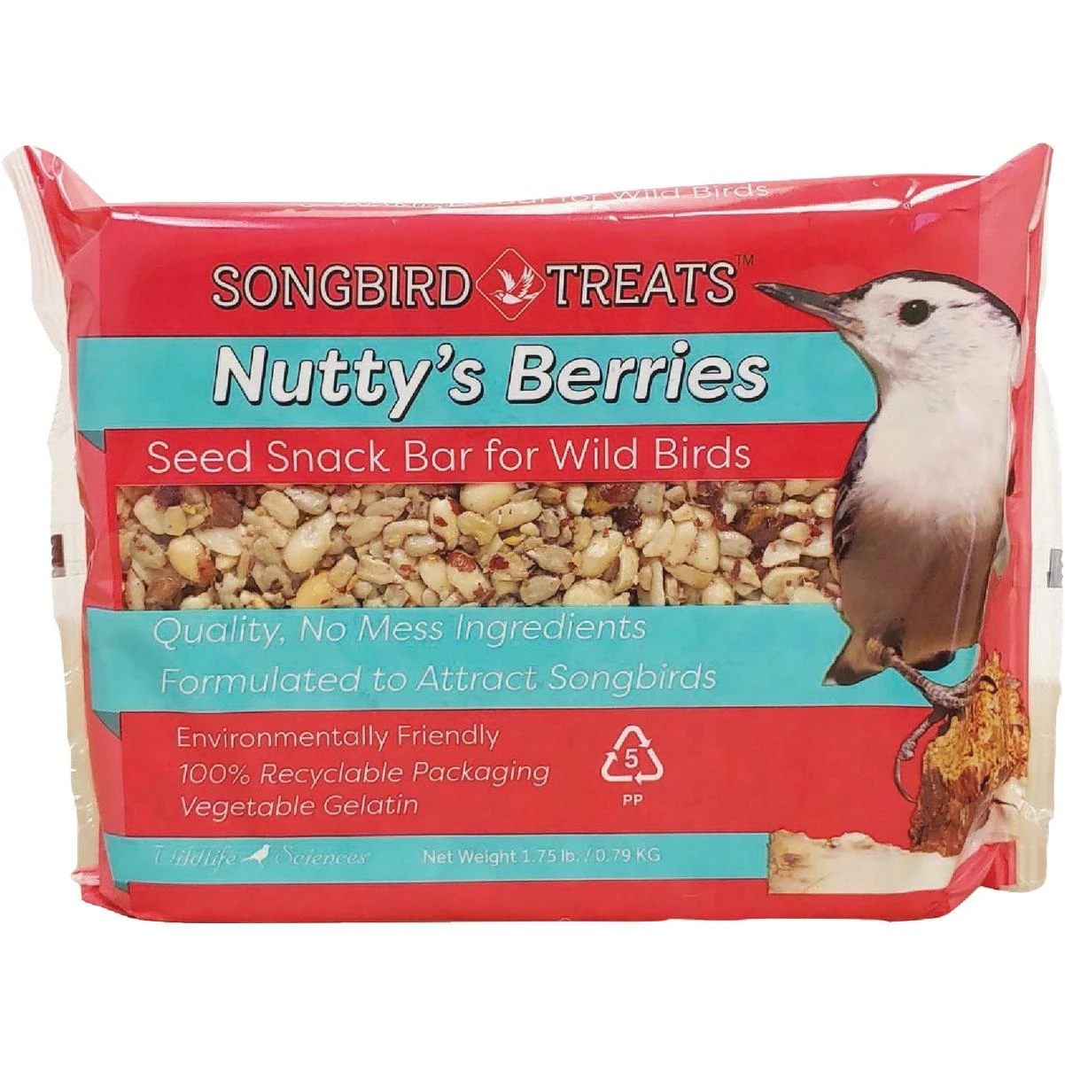 Wildlife Sciences Songbird Treats 1.75 Lb. Nutty's Berries Seed Bar