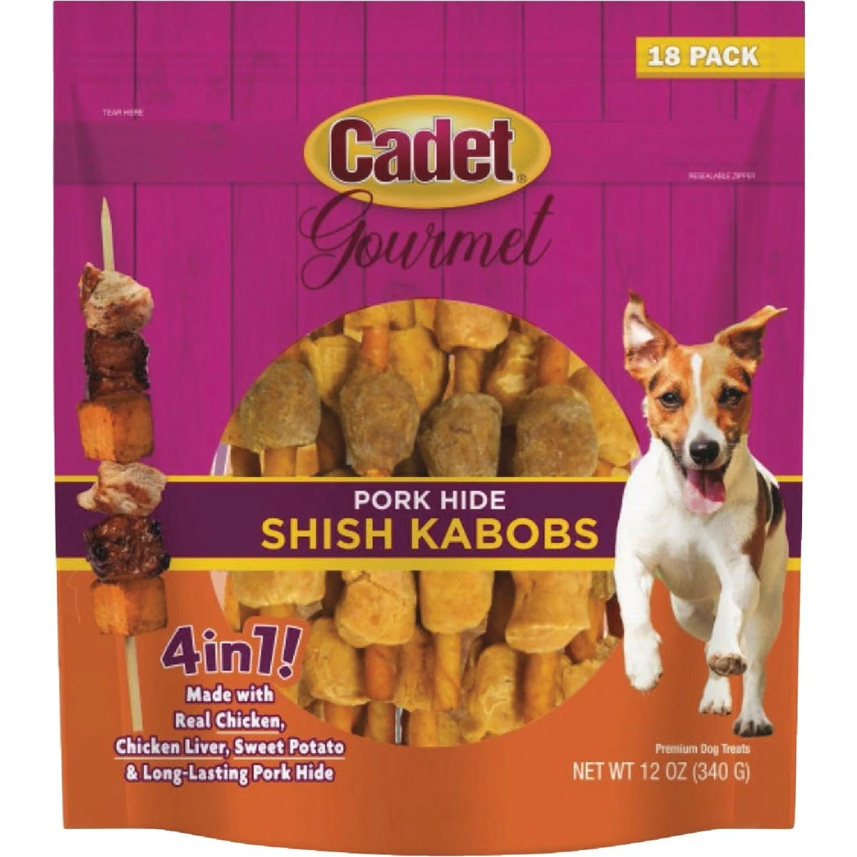 Cadet Gourmet 12 Oz. Pork Hide Shish Kabob Dog Treats