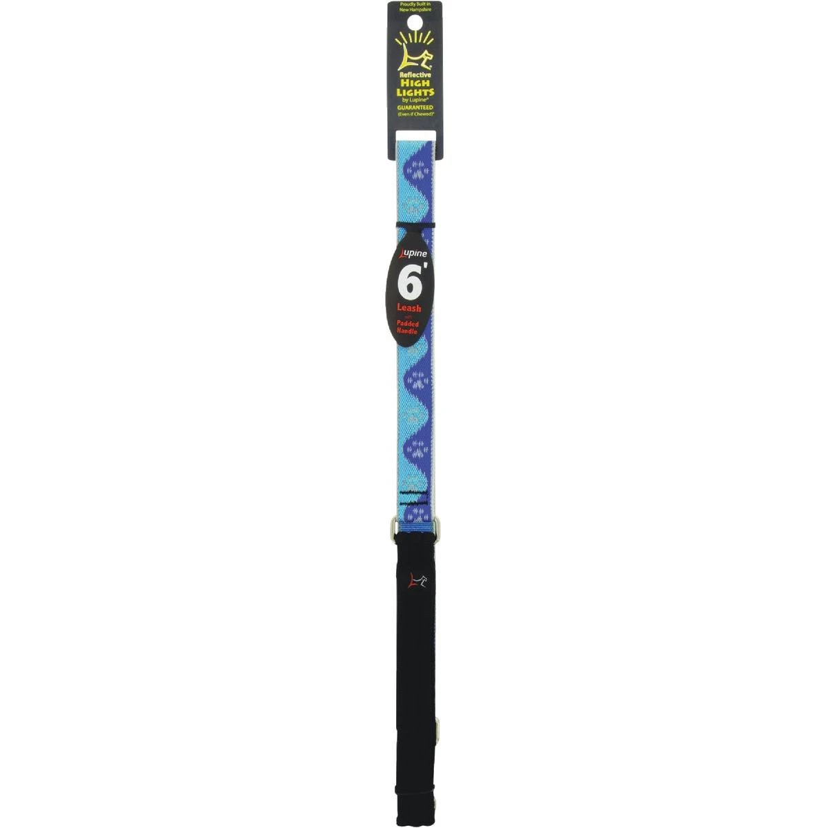 Lupine 1 In. x 6 Ft. Reflective Blue Paws Dog Leash