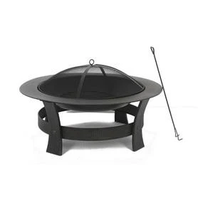 Garden Treasures 35-in W Black/High Temperature Painted Steel Wood-Burning Fire Pit