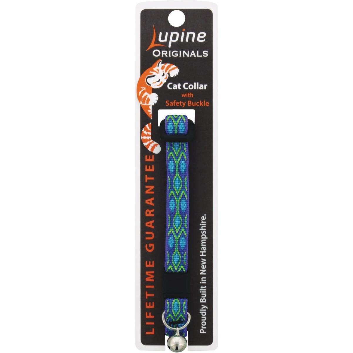 Lupine 1/2 In. Woven Pattern Rain Song 8 to 12in.  Breakaway Cat Collar with Bell