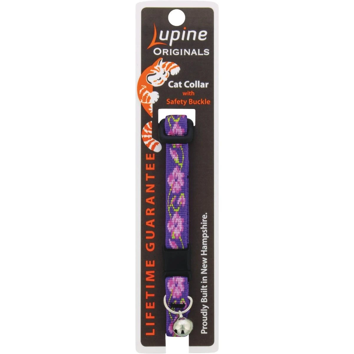 Lupine 1/2 In. Woven Pattern Rose 8 to 12in.  Garden Breakaway Cat Collar with Bell