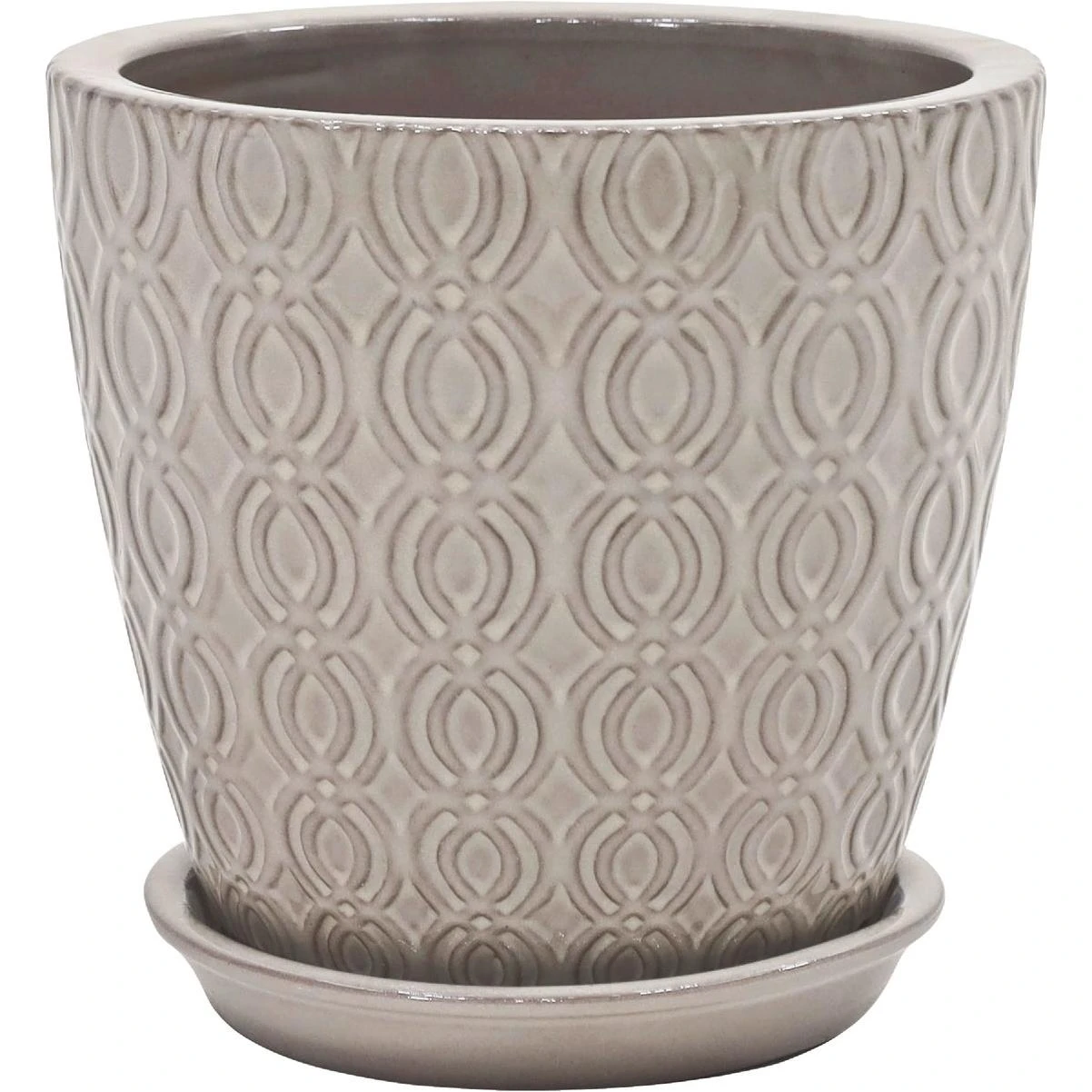 Deroma Usov 8.7 In. Dia. Gray Ceramic High Gloss Planter