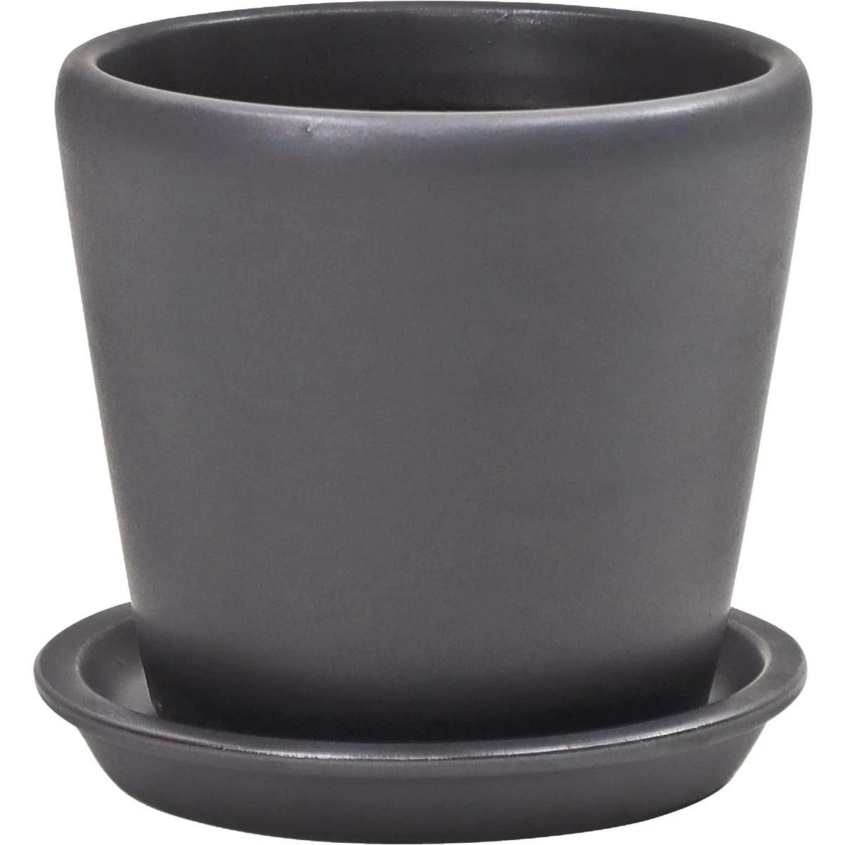 Deroma Levisa 6 In. Dia. Matte Black Ceramic Planter