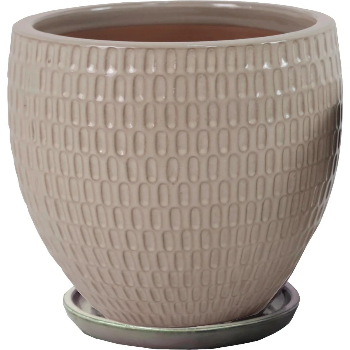 Deroma Bois 7.9 In. Dia. Gray Ceramic High Gloss Planter
