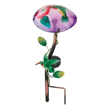ASST GLASS MUSHROOM SOLAR STAKES