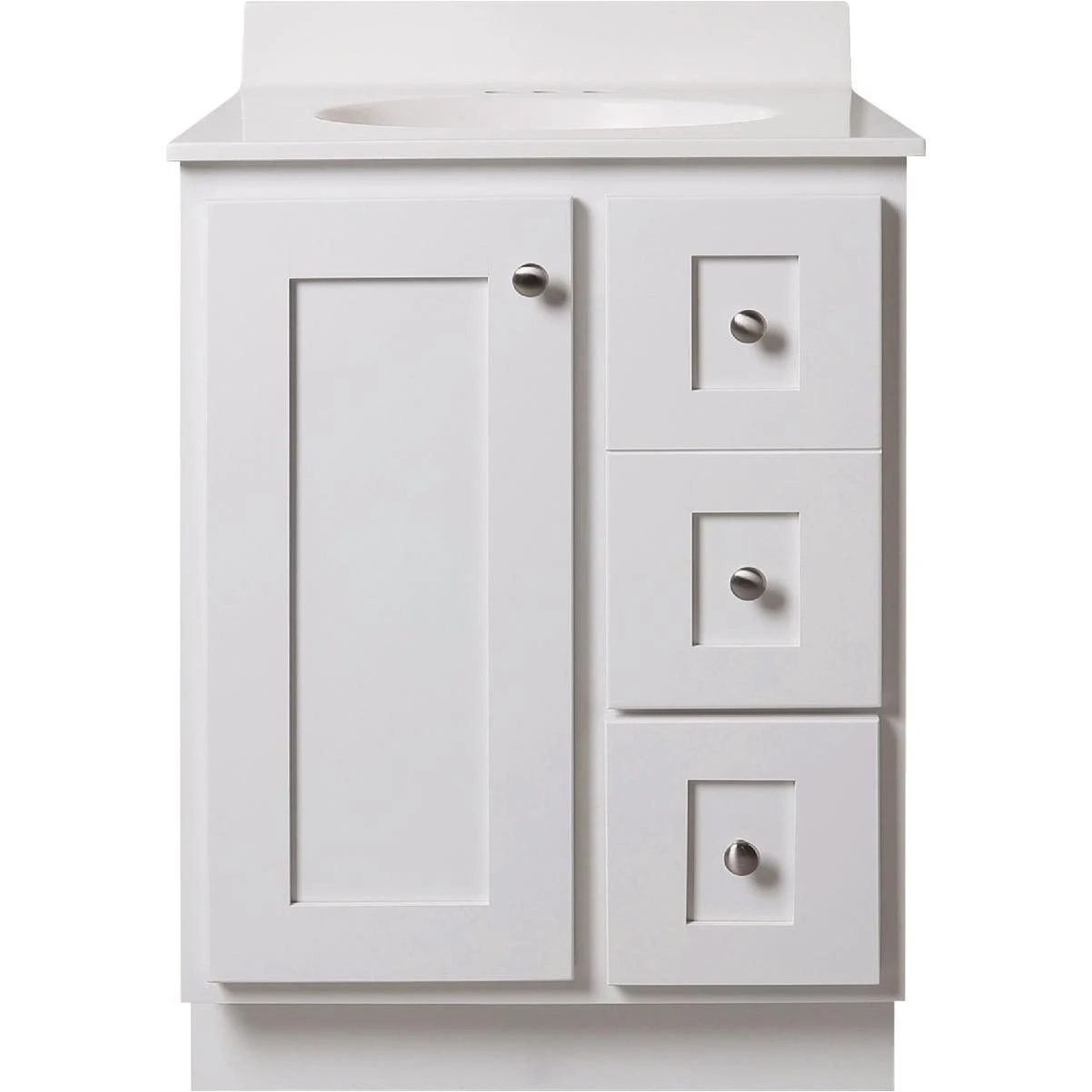 Bertch Storage Solutions 24 In. W x 34-1/2 In. H x 21 In. Deep White Vanity Base without Top, 2 Door/1 Drawer
