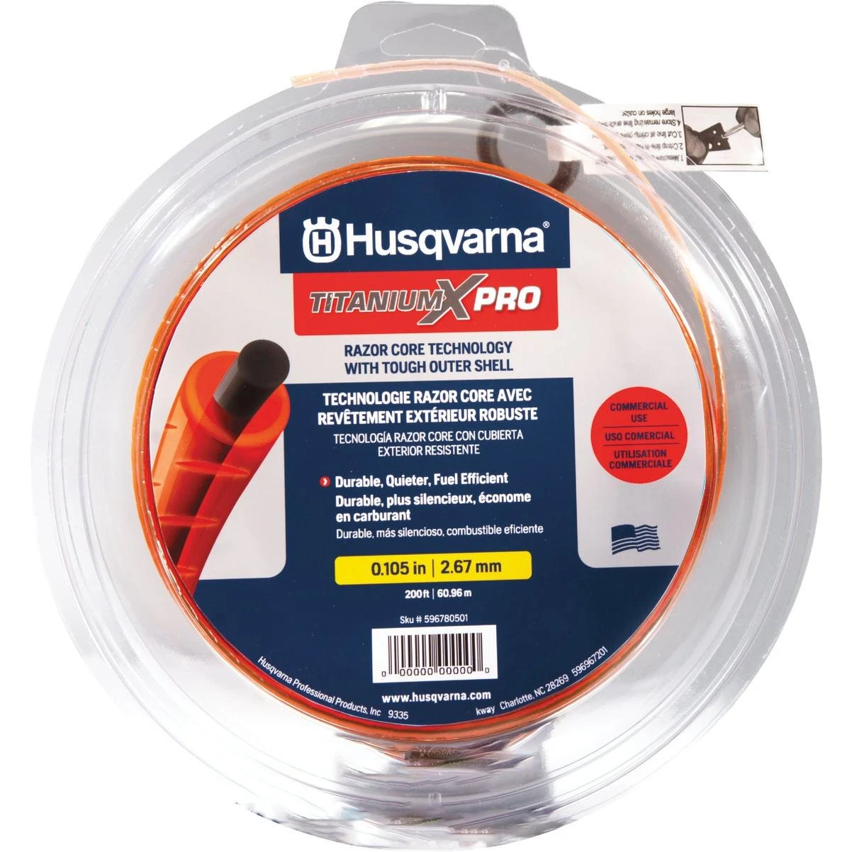 Husqvarna TitaniumX Pro Trimmer Line 0.105 In. Gauge Orange 200 Ft. 1 Lb. Donut Trimmer Line