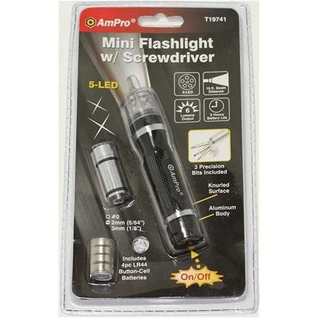 ampro t19741 5 led flashlight with precision screwdriver