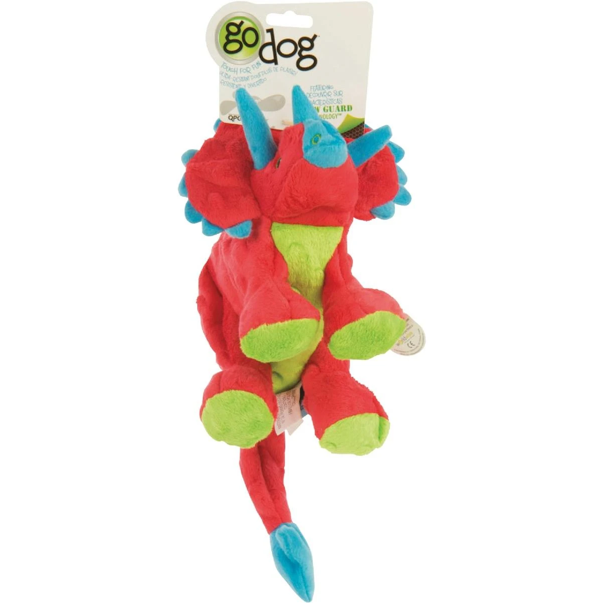 goDog Dinos Frills Large Red Squeaky Plush Dog Toy