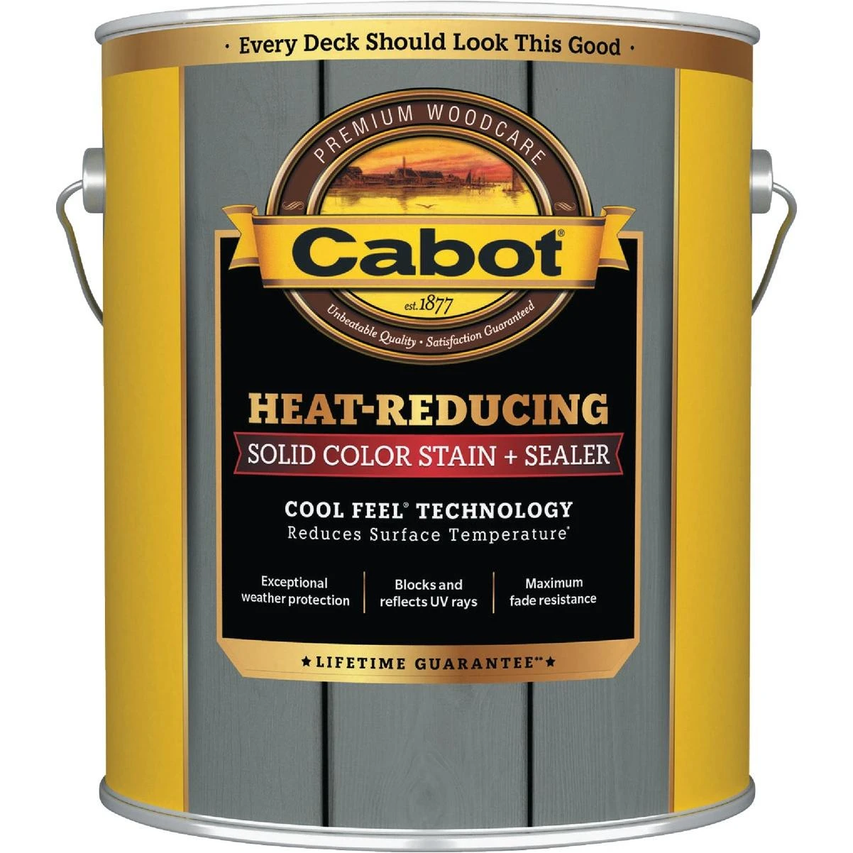 Cabot Heat-Reducing Solid Color Stain + Sealer with Cool Feel Technology, Hampton Gray, 1 Gal.