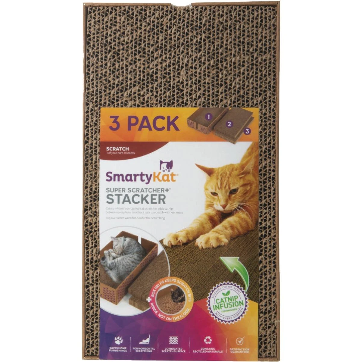 SmartyKat Super Scratcher+ Cat Scratcher with Catnip Infusion Technology (3-Pack)