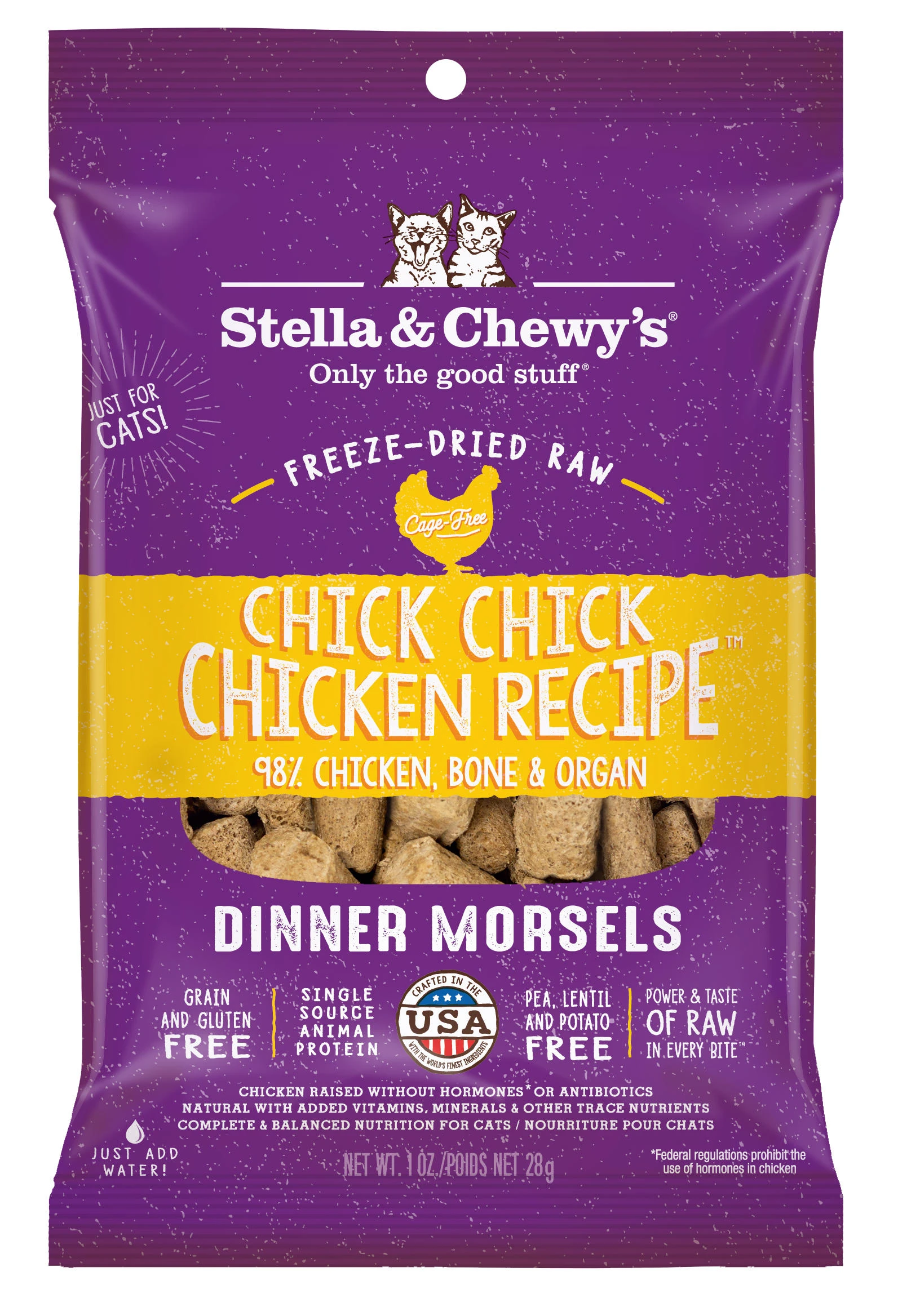 Freeze Dried Raw Chick Chick Chicken RECIPE Dinner Morsels Cat Food 1 oz