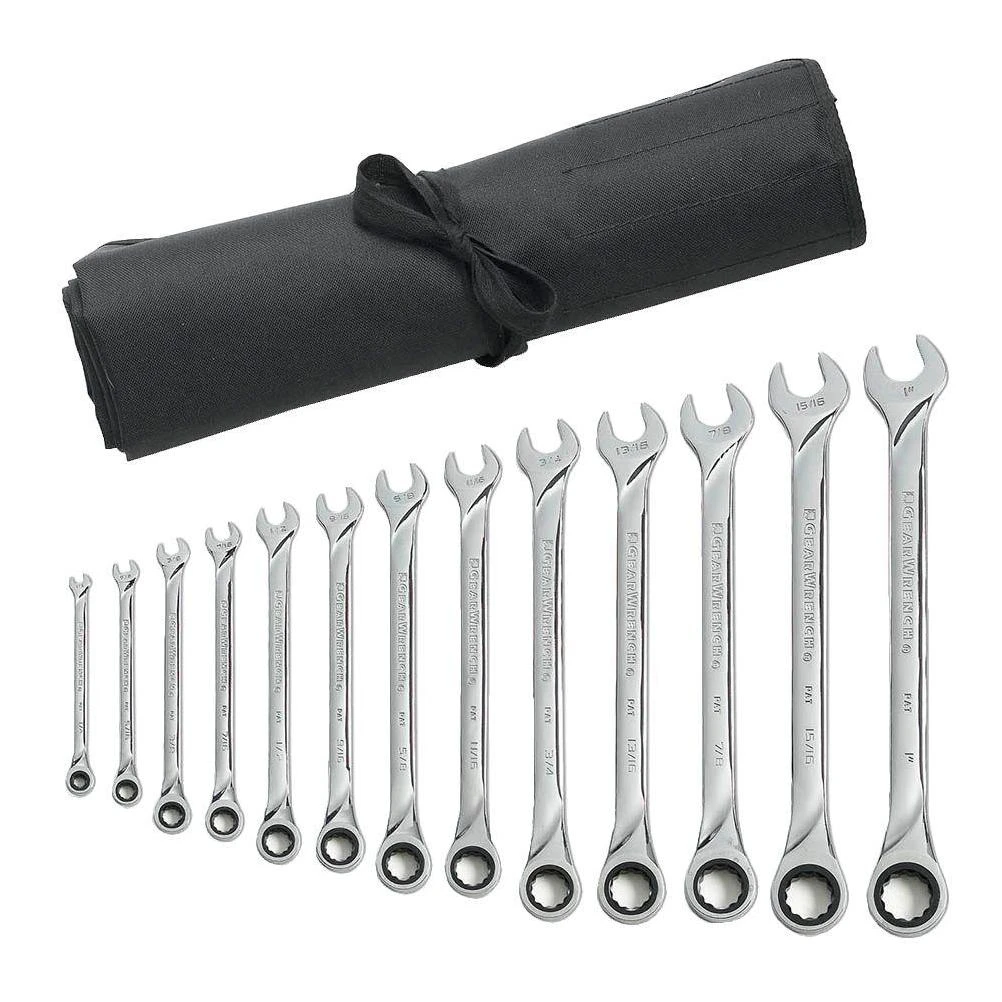 X-Large Ratcheting Combination Wrench Set with Roll (13-Piece)