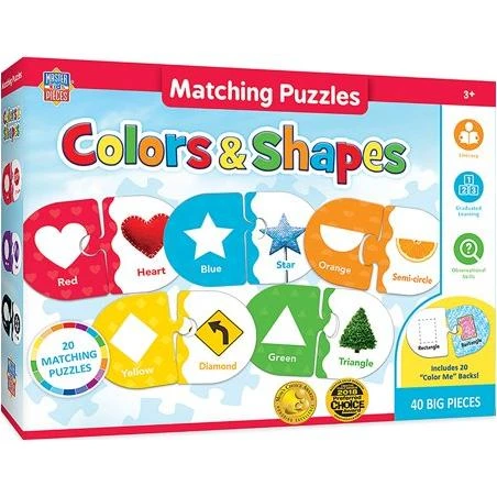Masterpieces Educational Match Puzzle- Kids Colors and Shapes Matching Puzzle - 40 Pieces