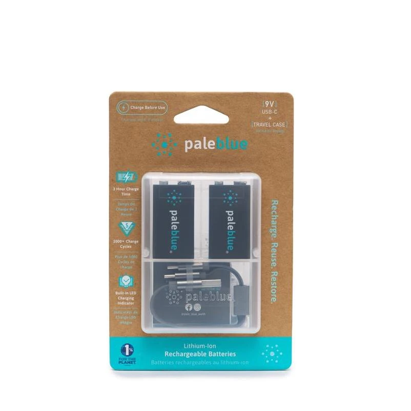 Pale Blue Earth 9-Volt Lithium Batteries 2 pk Clamshell